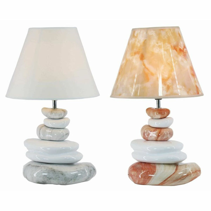 DKD Home Deko Tischlampen mit Steinbasis und Polyester Schirm - Homely Family Shop