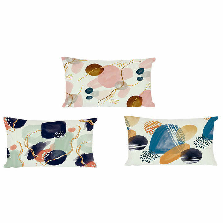 Drei bunte rechteckige Kissen mit abstraktem Design für Home Decor.