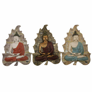 DKD Home Decor Wanddeko: Buddha Figuren in Rot, Blau und Gold - Homely Family Shop