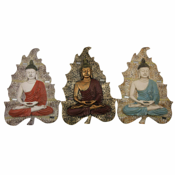DKD Home Decor Wanddeko: Buddha Figuren in Rot, Blau und Gold - Homely Family Shop