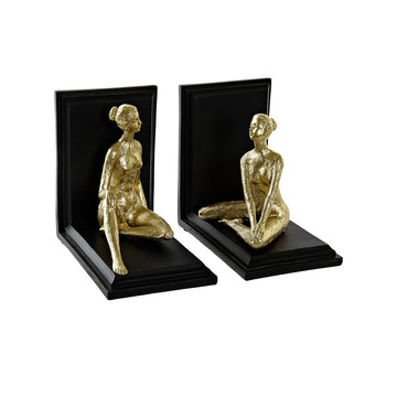 Moderne DKD Home Decor Buchstützen mit goldener Damen Figur aus Harz - homely Family Shop