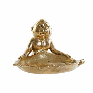 Goldene Affen-Figur auf Pflanzenblatt Deko von DKD Home Decor - homely Family Shop
