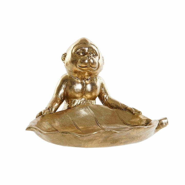 Goldene Affen-Figur auf Pflanzenblatt Deko von DKD Home Decor - homely Family Shop