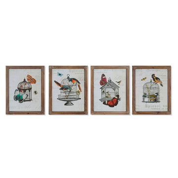 DKD Home Decor Käfig Bilder mit Schmetterlingen im Shabby Chic Stil - homely Family Shop