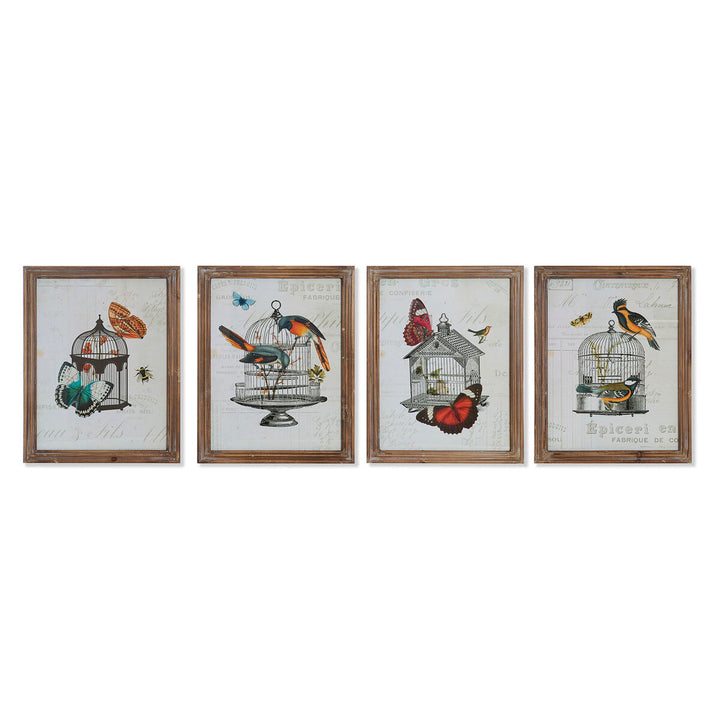 DKD Home Decor Käfig Bilder mit Schmetterlingen im Shabby Chic Stil - homely Family Shop