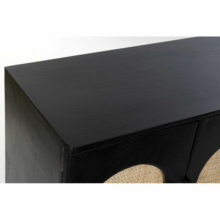 Schwarze Anrichte mit Rattan Details aus Mango-Holz - Homely Family Shop