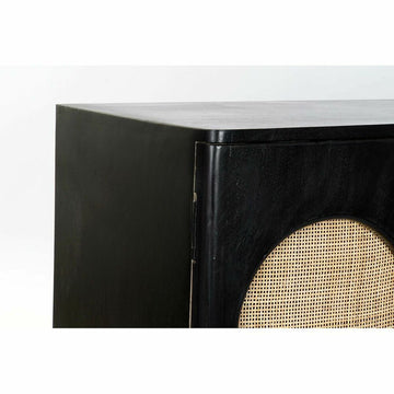 Schwarze Anrichte mit Rattan Muster aus Mangoholz - homely Family Shop