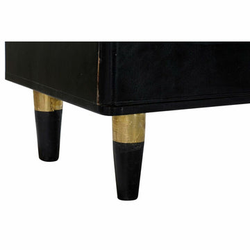 Schwarze Anrichte mit Rattan und Mango-Holz Details - homely Family Shop
