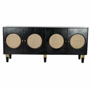 Schwarze Anrichte mit Rattan und Mango-Holz Details - homely Family Shop