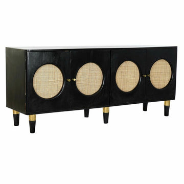 Schwarze Anrichte mit Rattan Details und Mango-Holz - Homely Family Shop