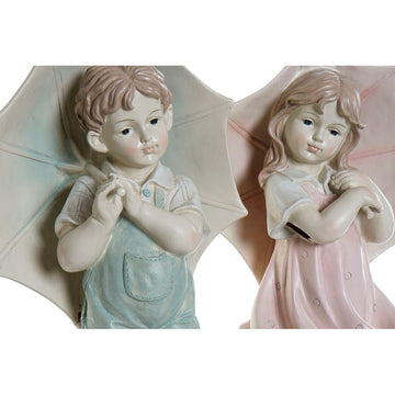 DKD Home Deko-Figuren: Kind mit Regenschirm, blau und rosa - homely Family Shop