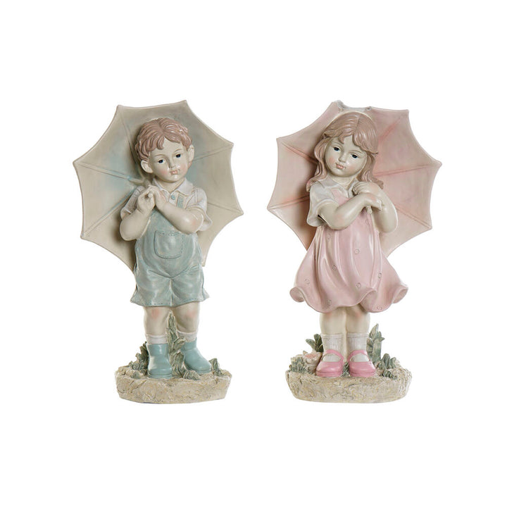 Deko-Figuren: Junge in Blau und Mädchen in Rosa mit Schirm - Homely Family Shop