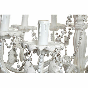 Detailaufnahme der weißen DKD Home Decor Deckenlampe mit romantischem Dekor - homely Family Shop