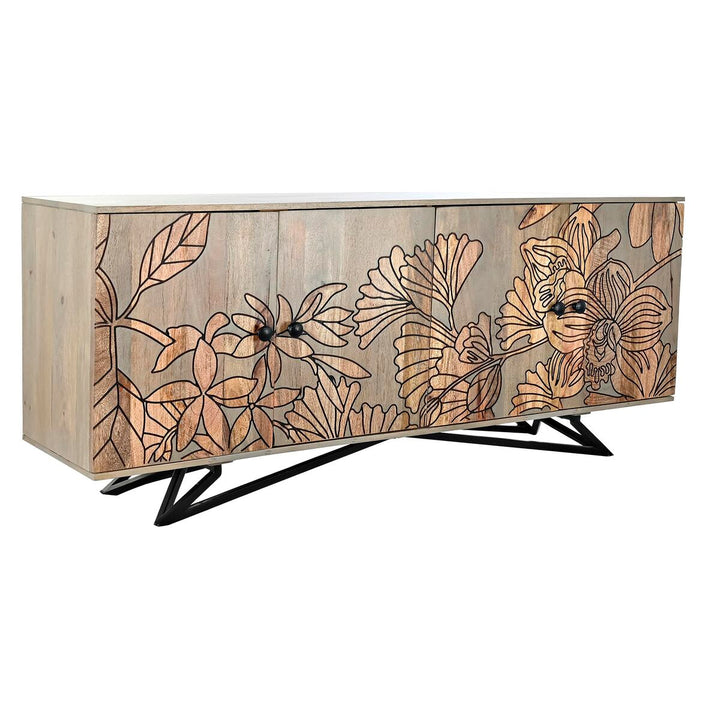 DKD Home Dekor Anrichte mit floralem Design aus Mango-Holz und Metall - homely Family Shop