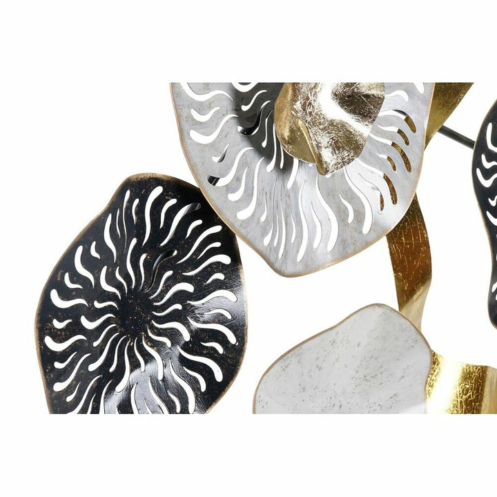 Abstrakte Wanddekoration in Weiß, Schwarz und Gold mit bunten Akzenten für ein modernes Zuhause.