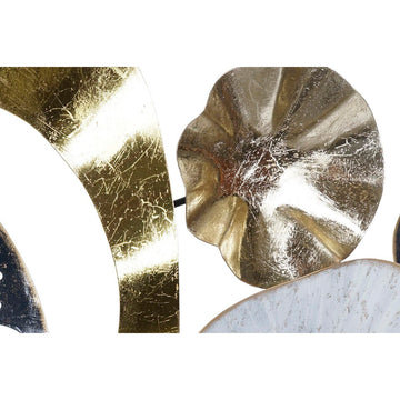 Nahaufnahme: Abstrakte Wanddekoration in Gold, Weiß und Schwarz. Bunte Akzente für Ihr Zuhause.
