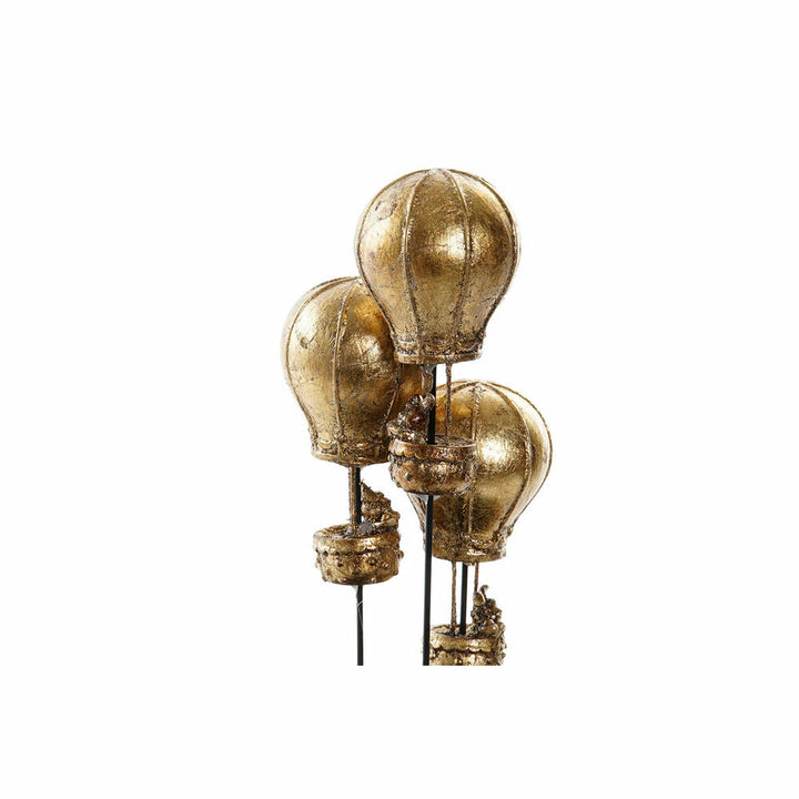 Goldene Deko-Figur mit Heißluftballons, DKD Home Decor, 14x14x22 cm, schwarz und gold.