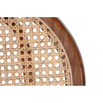 Detailansicht: Dunkelbrauner Stuhl mit Rattan-Geflecht und Ulmenholz - homely Family Shop