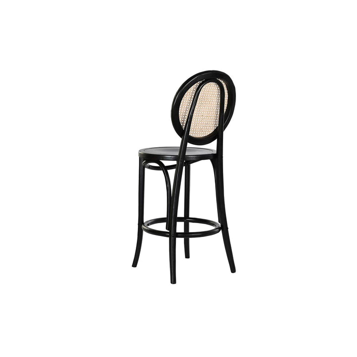 Schwarzer Hocker mit Rattanlehne von DKD Home Decor - homely Family Shop