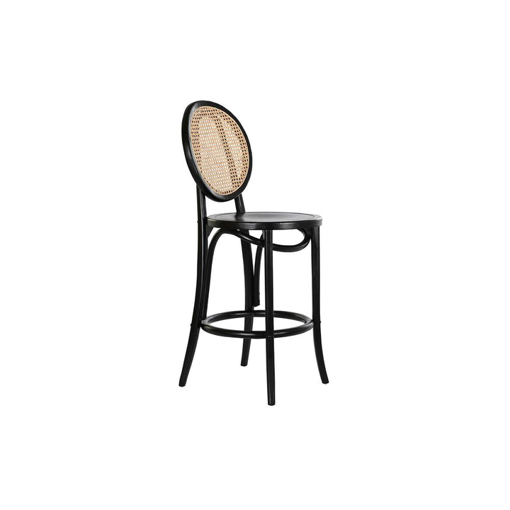 Schwarzer Hocker mit geflochtener Rückenlehne - DKD Home Decor Family Shop
