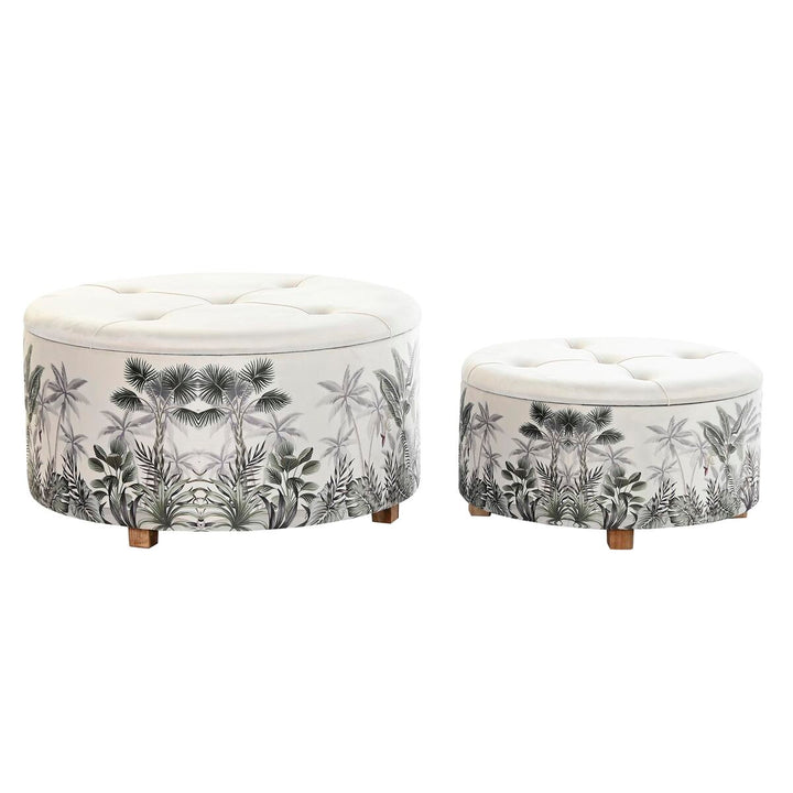 Beige Fußstützen mit tropischem Muster von DKD Home Decor - homely Family Shop