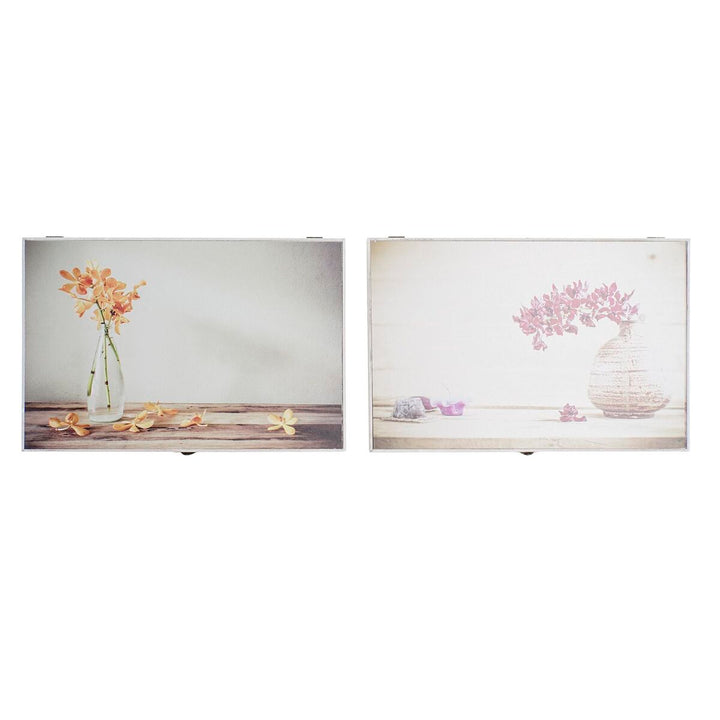 Dekorative Holz Boxen mit Blumen und Vasen Motiven - DKD Home Decor