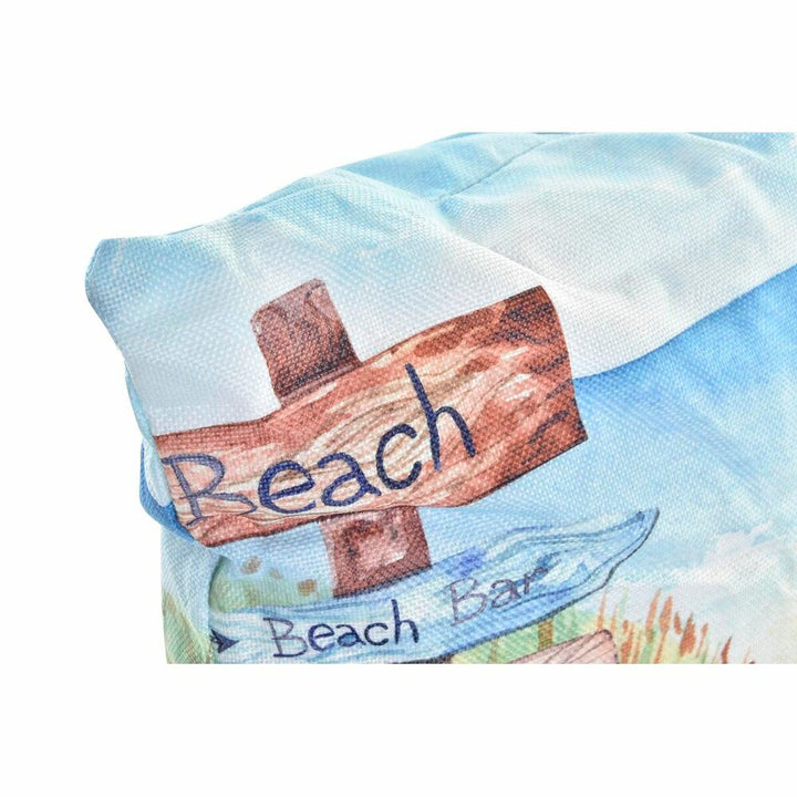 Buntes DKD Home Decor Kissen mit Strand Motiv und Wegweiser zum Beach Bar.