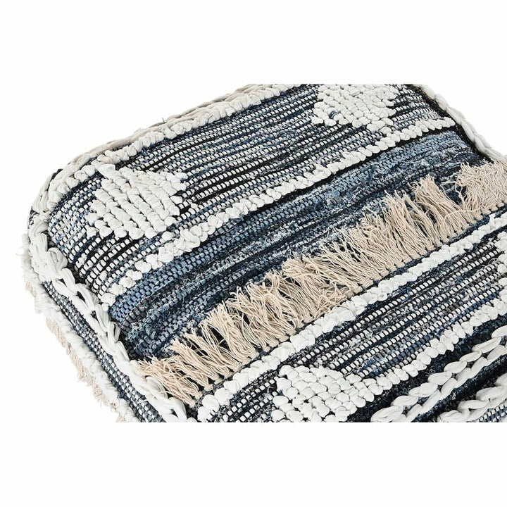 DKD Home Decor Boden Kissen mit schwarzen Streifen und Fransen.