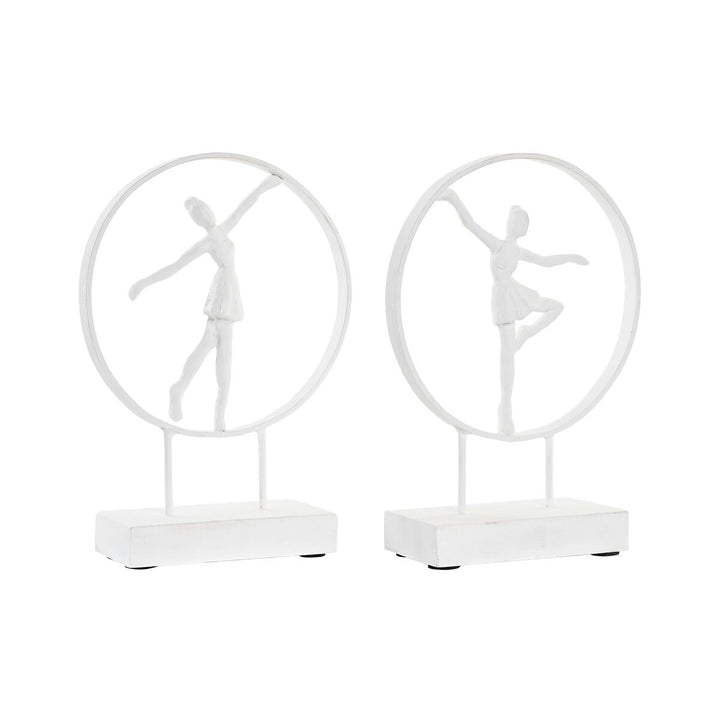 Weiße Deko-Figuren: Ballett-Tänzerin im Kreis, elegante Dekoration für Zuhause.
