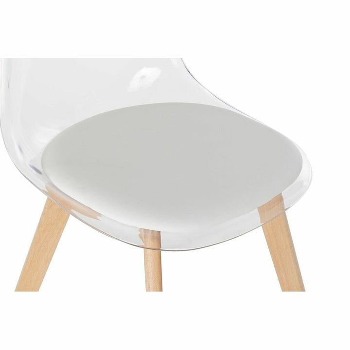 DKD Home Esszimmerstuhl mit transparentem Sitz und Holzbeinen - homely Family Shop