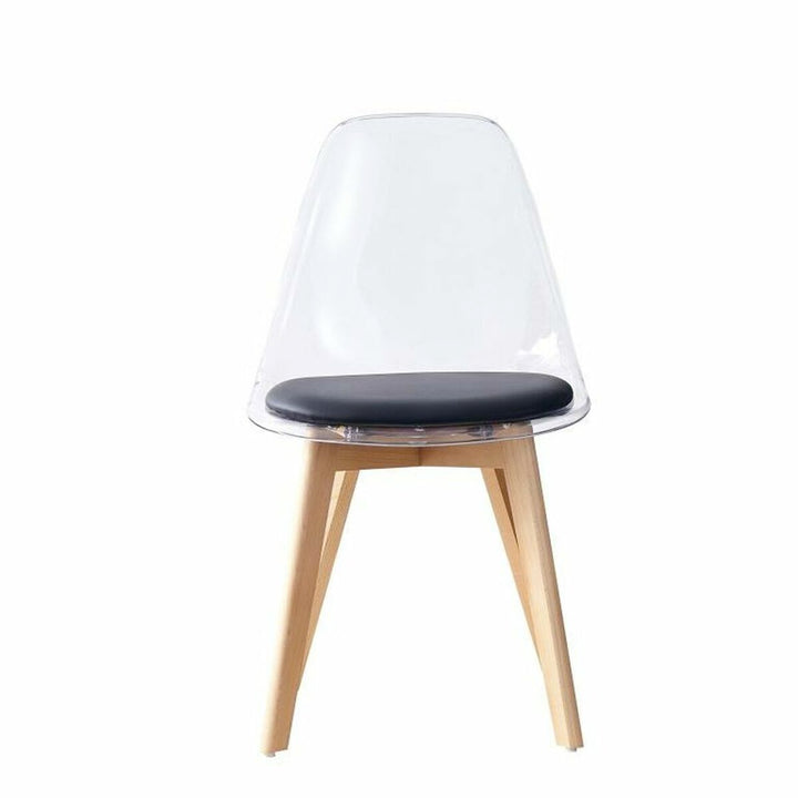 DKD Home Decor Esszimmerstuhl mit schwarzem Kissen und Naturholz - homely Family Shop