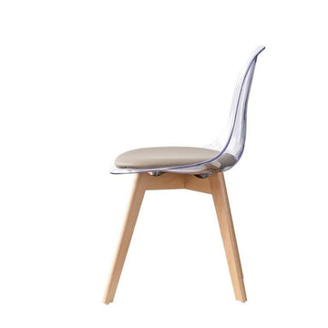 Eleganter DKD Home Decor Esszimmerstuhl mit Holzbeinen und Polycarbonat - homely Family Shop