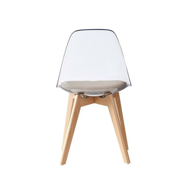 DKD Home Decor Esszimmerstuhl mit Holzbeinen und Polycarbonat - homely Family Shop