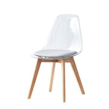 DKD Home Esszimmerstuhl mit Holzbeinen und Polycarbonat Sitz - homely Family Shop