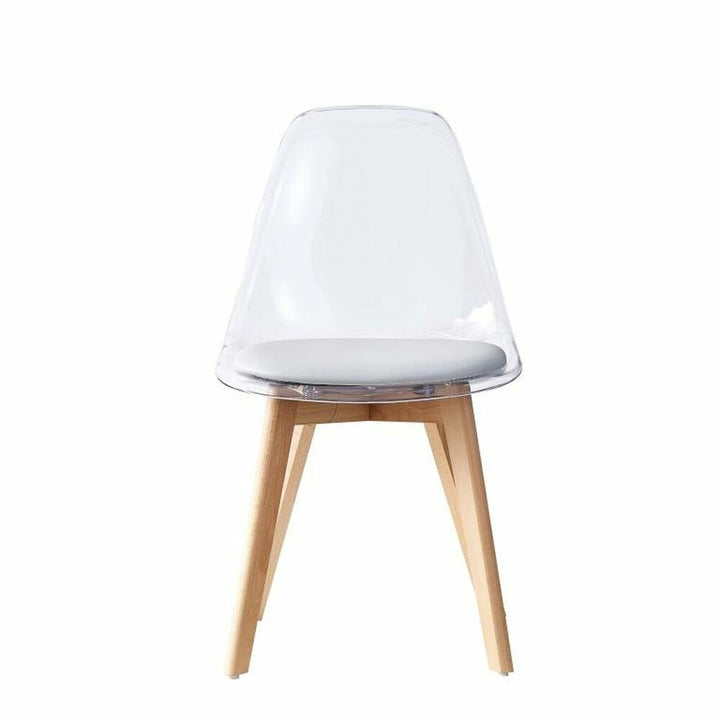 DKD Home Esszimmerstuhl mit Holzbeinen und Polycarbonat Sitz - homely Family Shop
