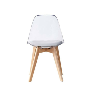 DKD Home Esszimmerstuhl mit Holzbeinen und Polycarbonat Sitz - homely Family Shop