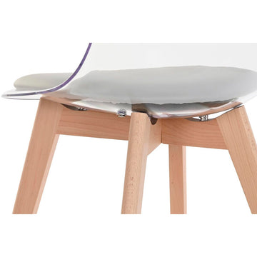 Grauer DKD Esszimmerstuhl mit Holzbeinen und Polycarbonatrücken - homely Family Shop