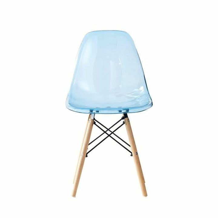 Blauer PVC Esszimmerstuhl mit Holzbeinen - Homely Family Shop