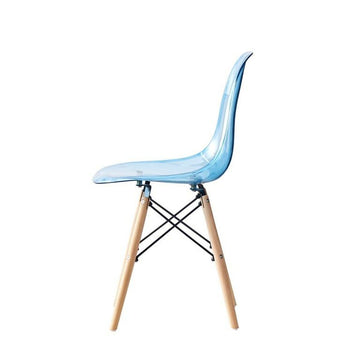 Blauer PVC Esszimmerstuhl mit Birkenholzbeinen - Homely Family Shop