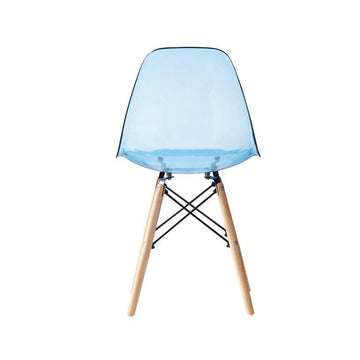 Blauer PVC Esszimmerstuhl mit Birkenholzbeinen - Homely Family Shop