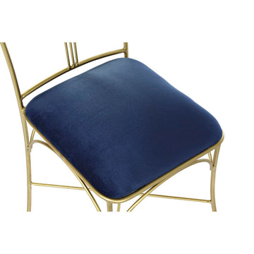 DKD Home Esszimmerstuhl mit Goldrahmen und blauem Kissen - homely Family Shop