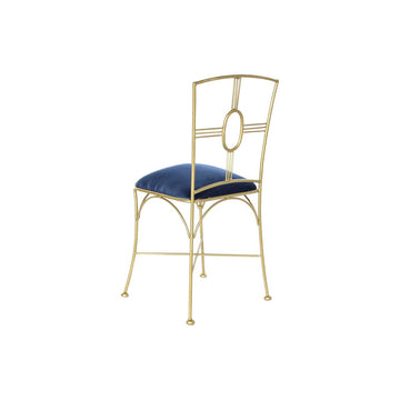 Blauer Samt Esszimmerstuhl mit goldenem Rahmen - homely Family Shop