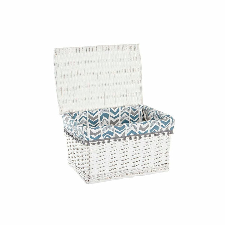Weißer DKD Home Korb Set mit blauem Muster und Deckel - homely Family Shop