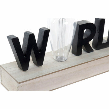 Schwarze Metall Buchstaben WORLD Deko mit Vase auf Holz - homely Family Shop