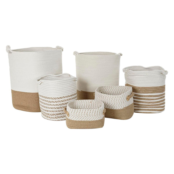 DKD Home Decor Korbsatz aus Baumwolle und Jute in Weiß - Homely Family Shop