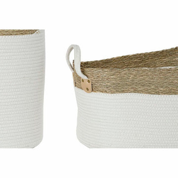 Weiße Baumwollkörbe mit Naturfaser-Details von DKD Home Decor - homely Family Shop