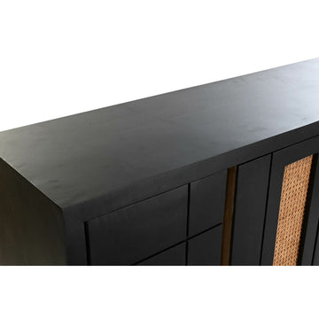Schwarze Anrichte mit Rattan Details und Mango-Holz - Homely Family Shop