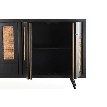 Schwarze Anrichte mit Rattan und Mango-Holz Details - homely Family Shop