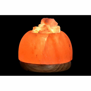 Leuchtende orangefarbene Salz Lampe mit Holzfuß-Homely Family Shop