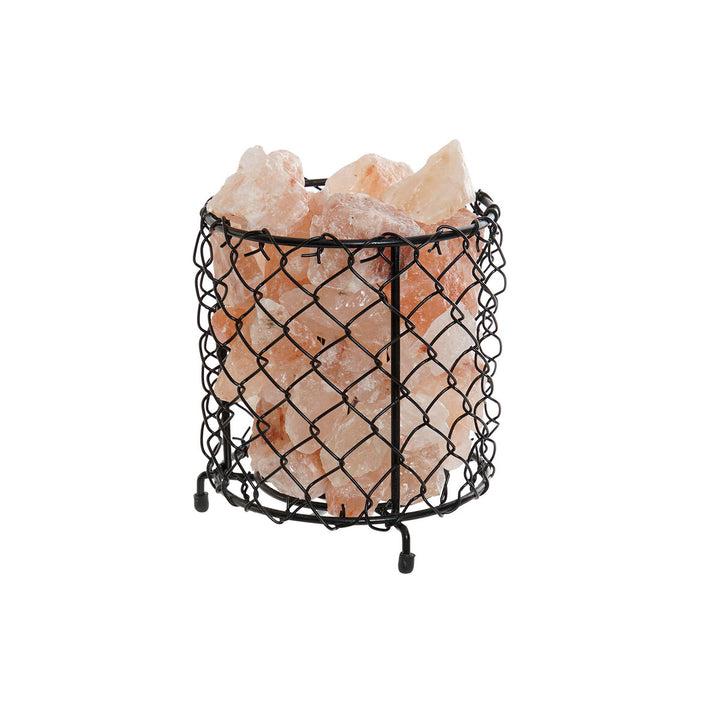 DKD Home Decor Lampe mit Salzsteinen in schwarzem Metallkorb - homely Family Shop
